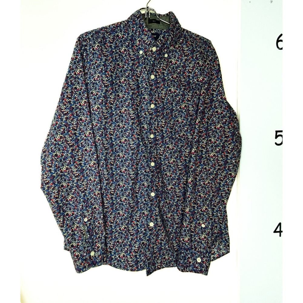 J. Crew Dark Blue Floral Button-down Slim Shirt Men's‎ Medium.